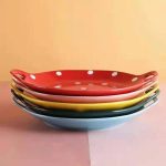 بشقاب خالدار ۲ دسته سرامیکی کد755