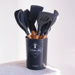 ست سیلیکونی ۱۲ پارچه دسته بامبو ذغالی