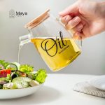 ظرف روغن پیرکس درب بامبو ۴۰۰ میل