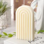 شمع سفید طرح رنگین کمان