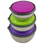 کاسه ۳ عددی استیل درب رنگی container