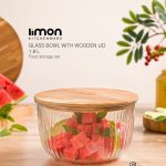 کاسه گرد درب چوبی لیمون ۱/۸ لیتر