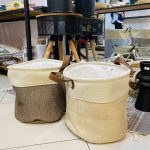 سبد رخت گرد دسته چرمی