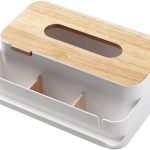 جا دستمال چند منظوره سفید درب بامبو طرح ایکیا