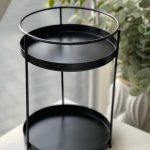 استند فلزی کوره ای مشکی گرد دوطبقه