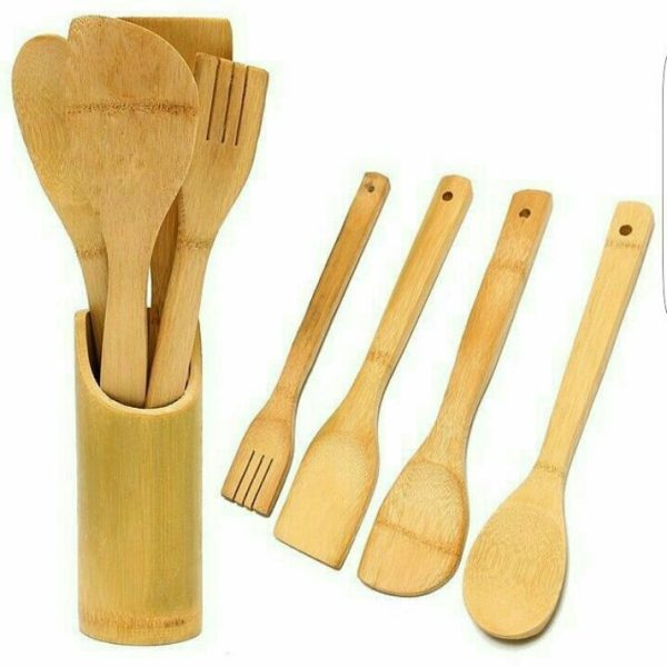 ست کفگیرملاقه + استند بامبو