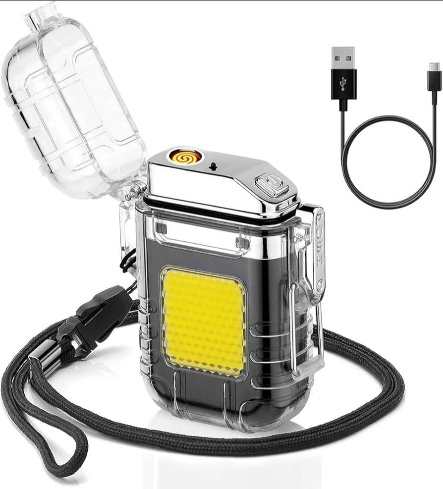 02e5e9ed508b853055db804f595bbeca چراغ قوه و فندک المنتی کیس دار شارژی Y20 - Image 1