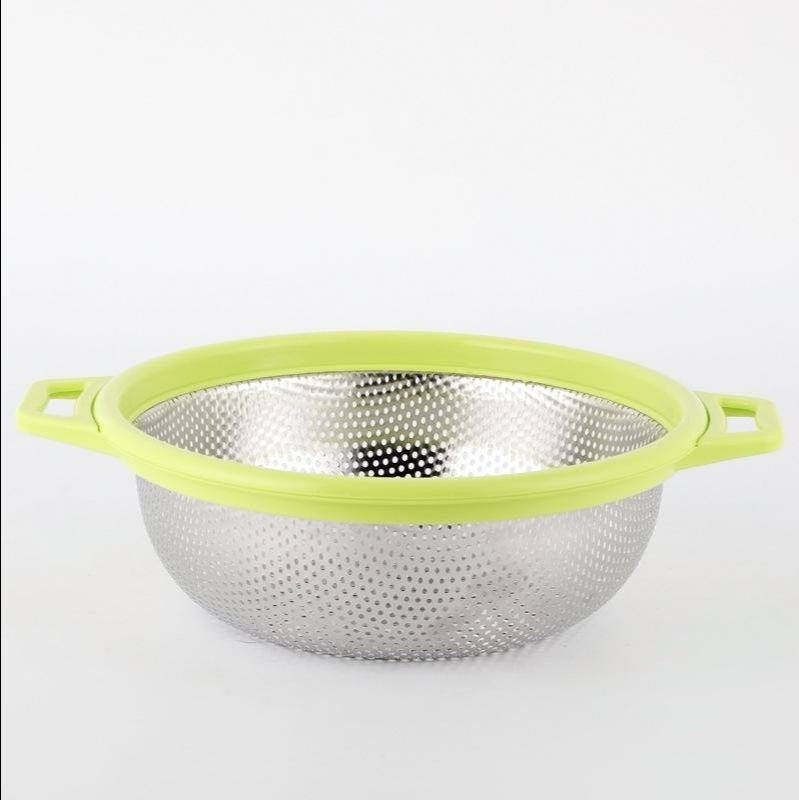 2eac2a99163e9c5e64aa08f3bf0c614f آبکش استيل دسته دار سايز 24 Y26 دور رنگی - Image 1