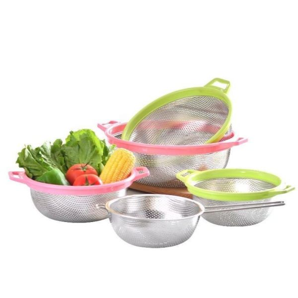 آبکش استيل دسته دار سايز 20 Y25 دور رنگی