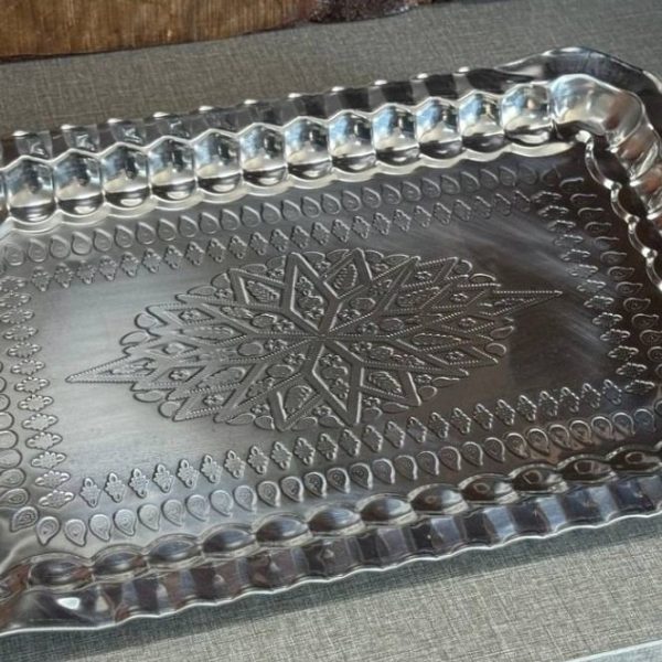 سینی مستطیل استیل طرح مس 36*23